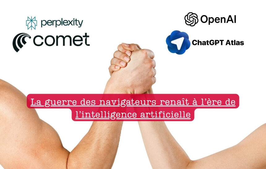 Image illustrant le bras de fer entre open ai chatgpt Atlas et Perplexity Comet
