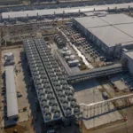 Vue aérienne du nouveau campus de centres de données en intelligence artificielle de Microsoft à Mount Pleasant, au Wisconsin.